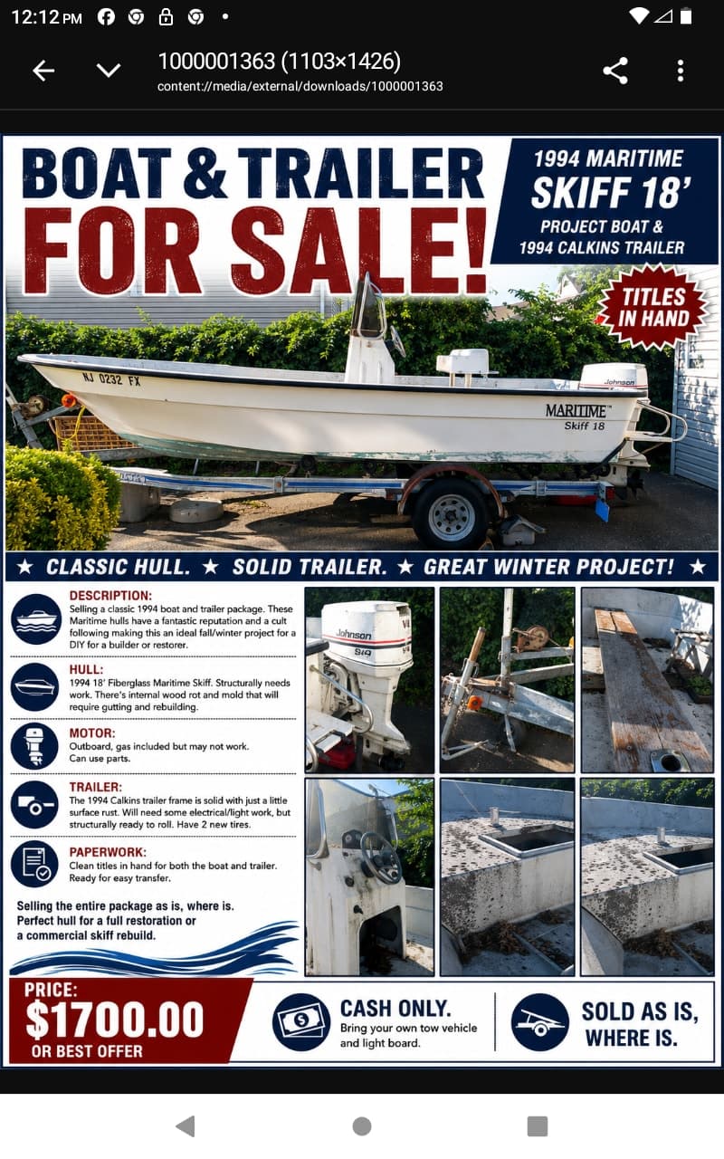 1994 Maritime 18' Skiff 1890 Skiff